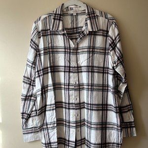 LOFT Super Soft Plaid Flannel Shirt - Pink, Black, and White